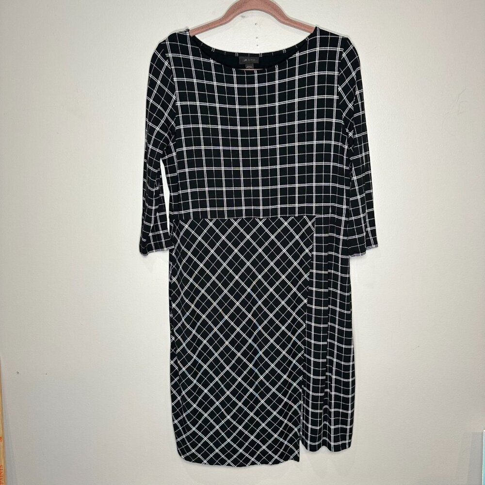 J. Jill Wearever Collection Faux Wrap Dress Size Size Medium Black White Church